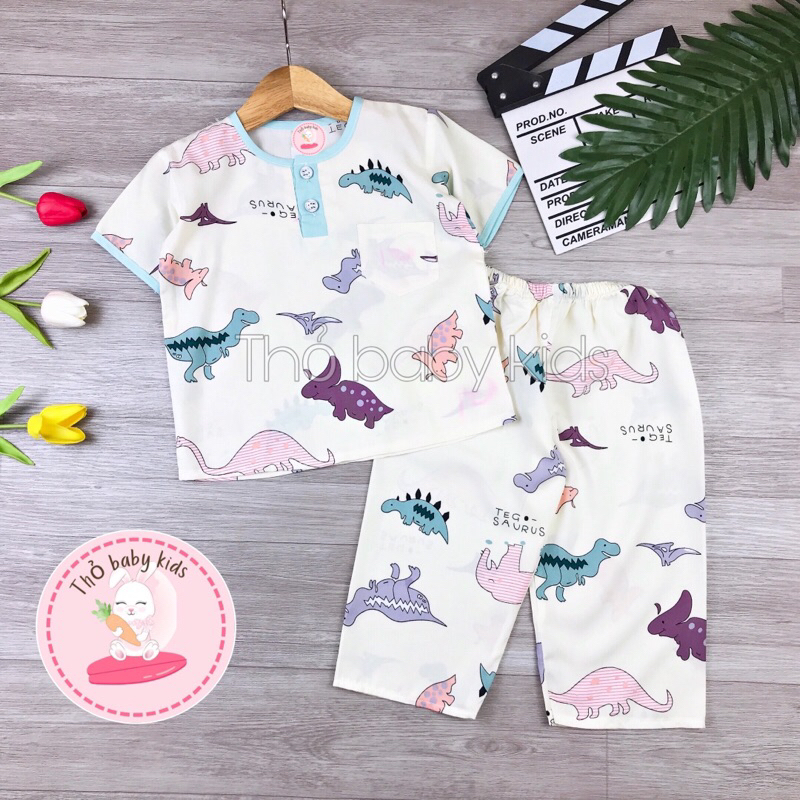 Bộ lanh/tole/tôn bé trai tay ngắn quần dài thỏ baby kids