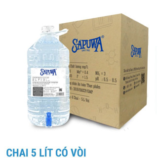 Thùng 4 bình nước uống đóng chai có vòi Sapuwa - nước suối có vòi Sapuwa 5 lít