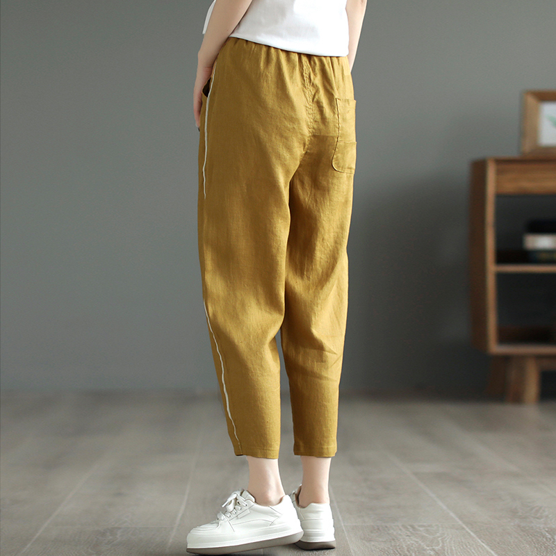 Quần baggy KAMAKA linen lưng thun phối line nổi - NU8723