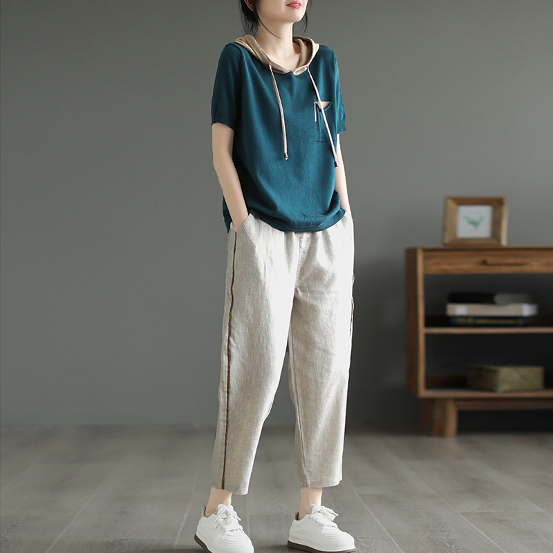 Quần baggy KAMAKA linen lưng thun phối line nổi - NU8723