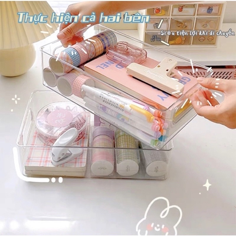 Hộp Lưu Trữ Để Bàn Chất Liệu Nhựa Acrylic, Kệ Đựng Mỹ Phẩm, Khay Mica Lưu Trữ Xếp Chồng