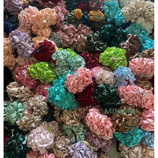 (Sỉ 10 sợi) Dây cột tóc vải siêu rẻ, Đồ buộc tóc Scrunchie trơn, nhiều màu vải phi bóng lụa satin