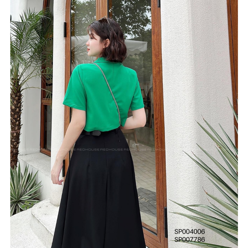 BLAZER Croptop 1 lớp cộc tay trẻ trung chất liệu cotton Hàn mát mẻ