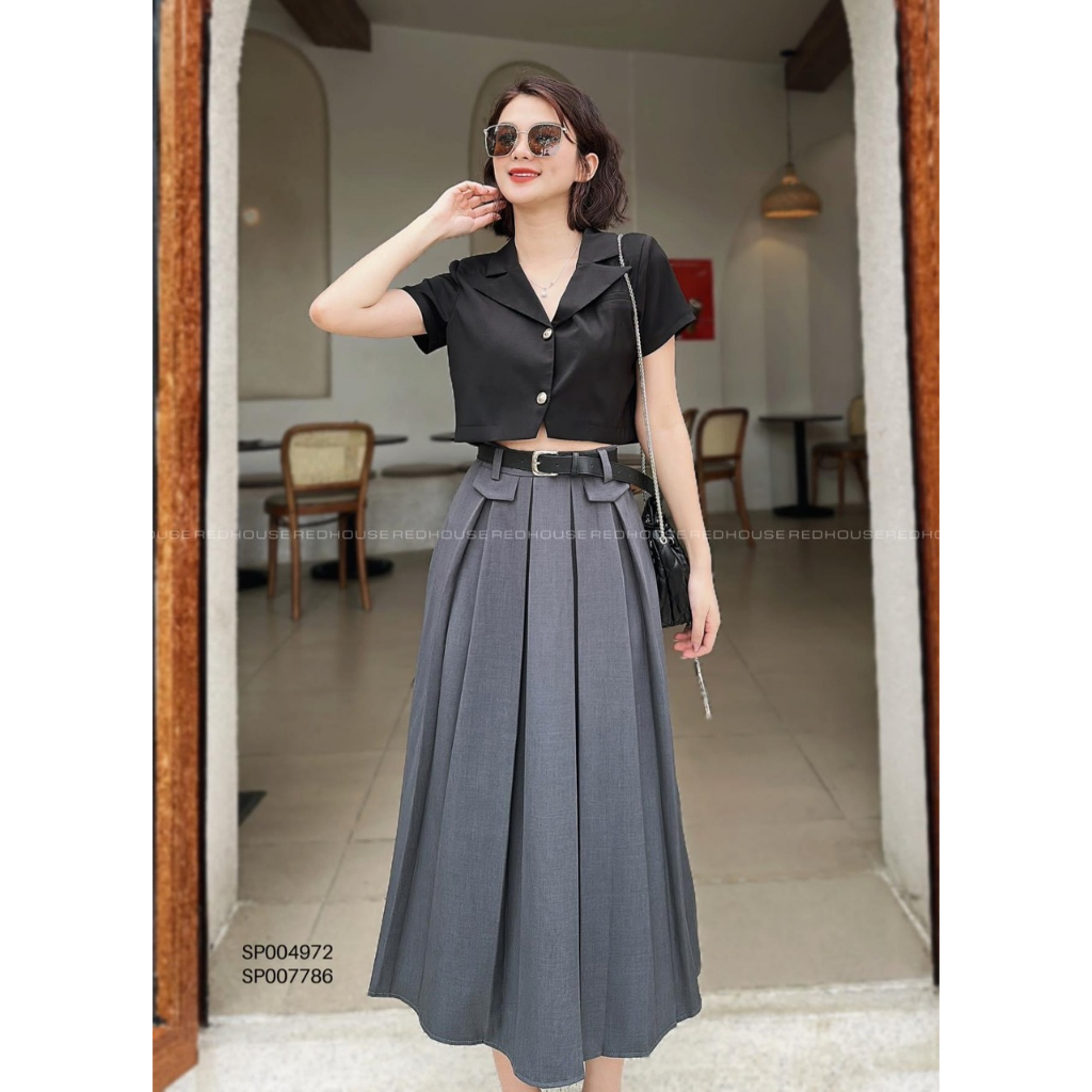 BLAZER Croptop 1 lớp cộc tay trẻ trung chất liệu cotton Hàn mát mẻ