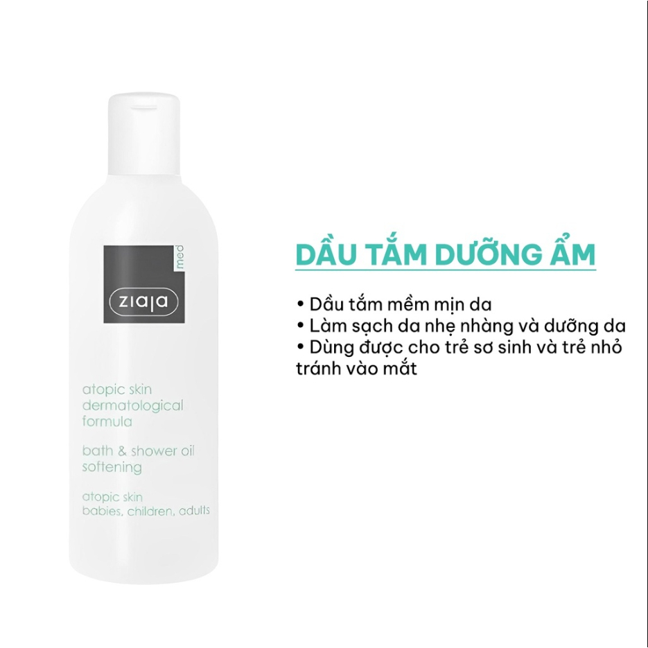 Dầu Tắm Ziaja Med Atopic Skin Dermatological Formula Giúp Làm Sạch, Dưỡng Ẩm Và Mềm Mịn Da 270ml