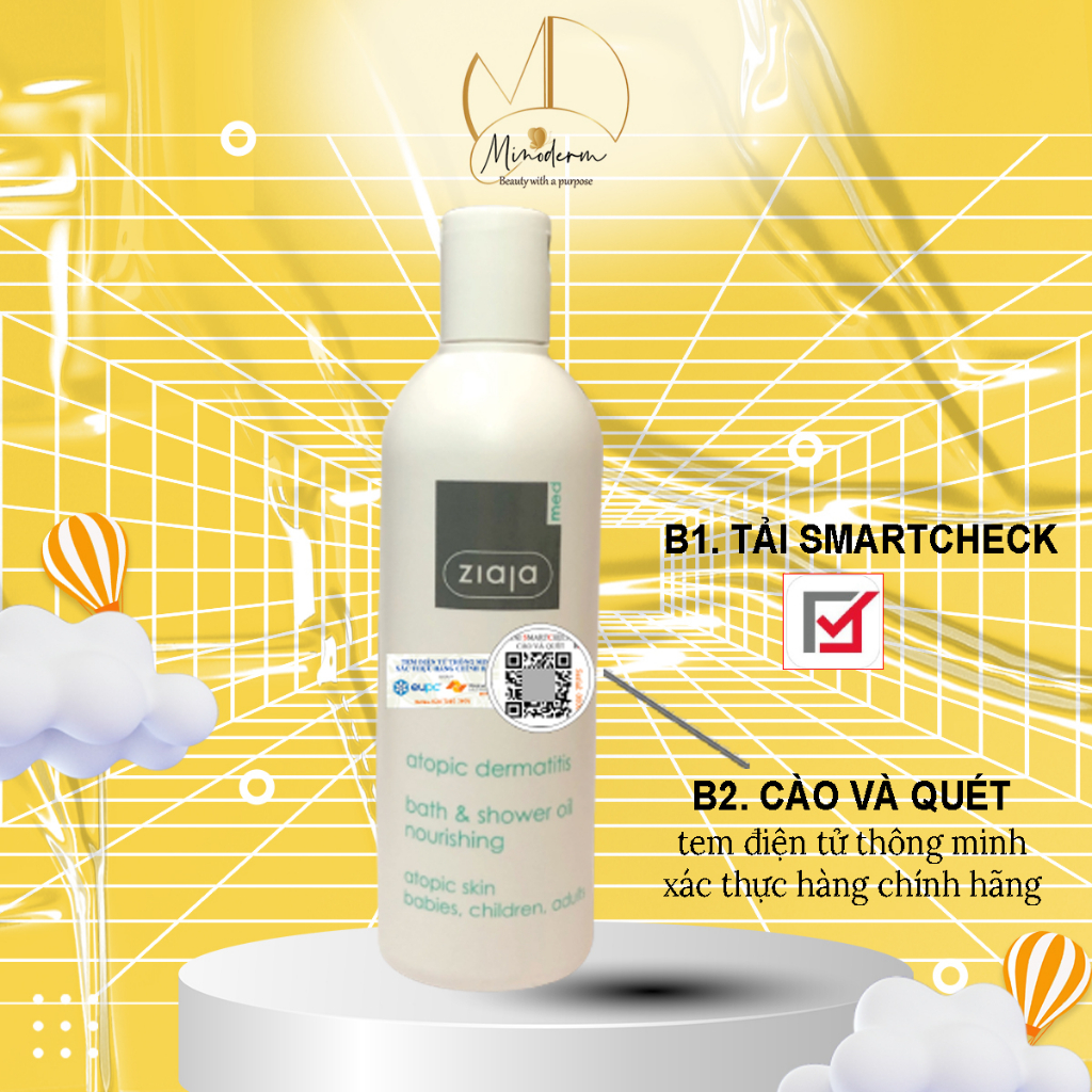 Dầu Tắm Ziaja Med Atopic Skin Dermatological Formula Giúp Làm Sạch, Dưỡng Ẩm Và Mềm Mịn Da 270ml