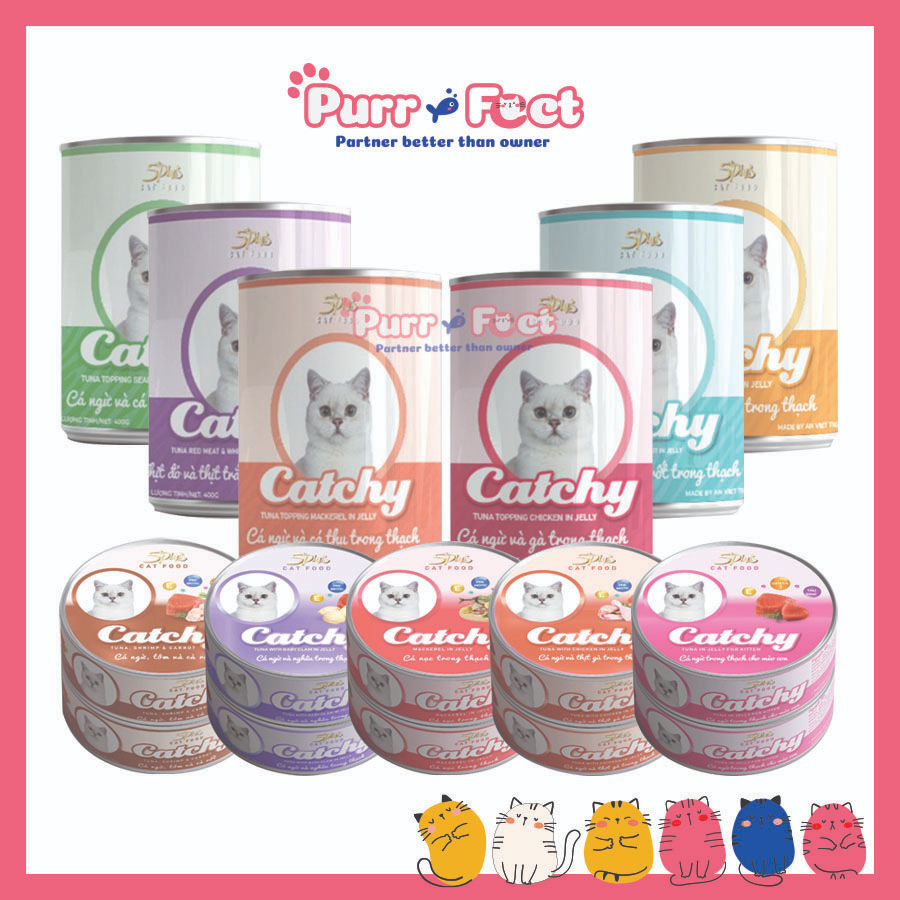 (DATE MỚI) Pate cho Mèo Catchy 5Plus lon 160g