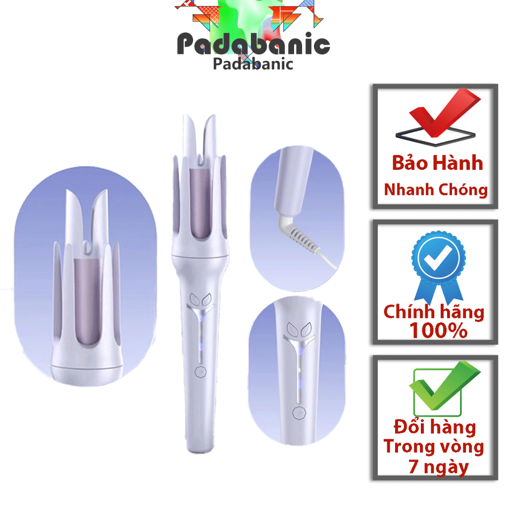 Máy Uốn Xoăn Tự Động Padabanic8888 Xoay Hai Chiều 360 Nóng Nhanh Có Màn Hình Led Hiển Thị Nhiệt Độ