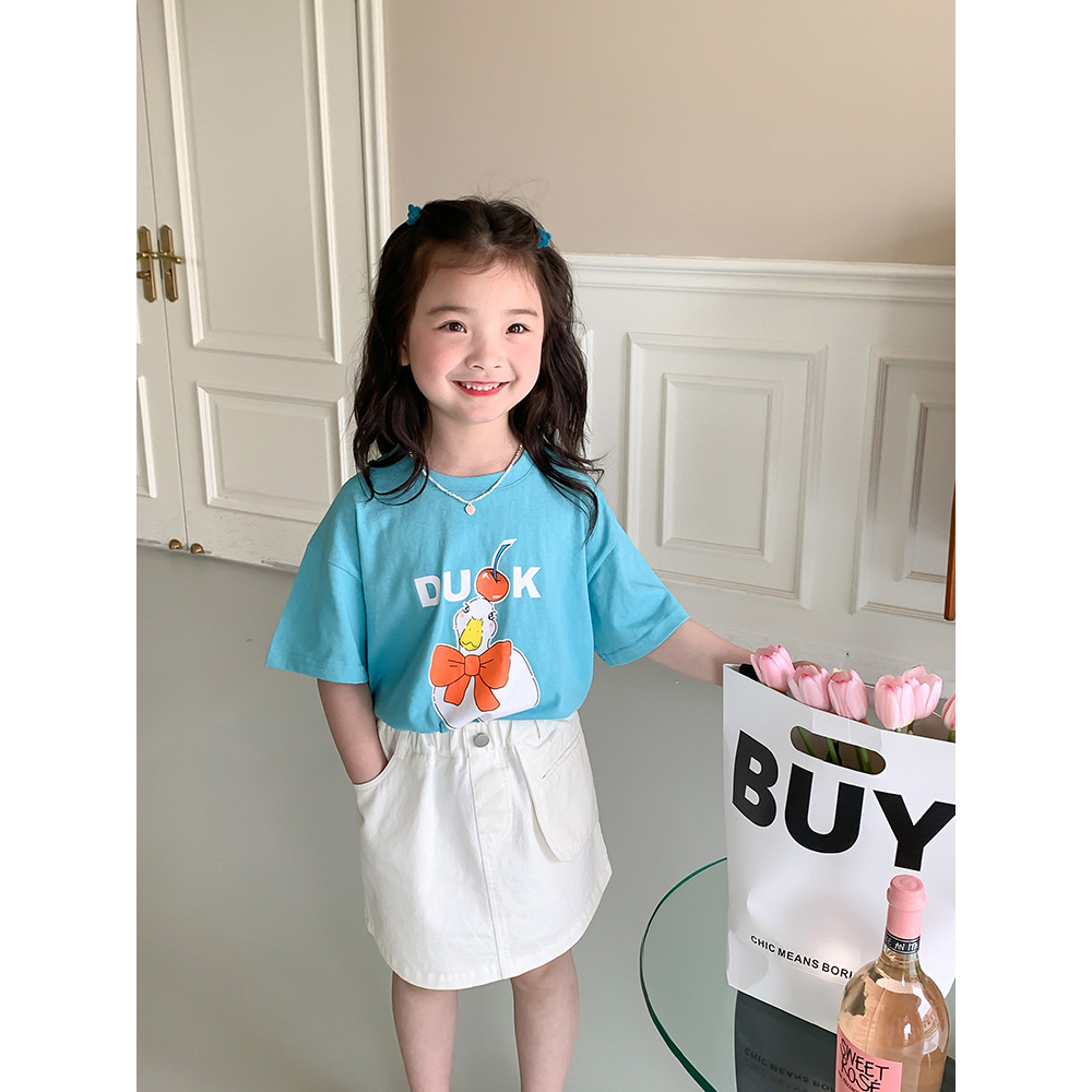 Áo thun cho bé gái AMBB KIDS, hình động vật dễ thương - Áo thun bé gái