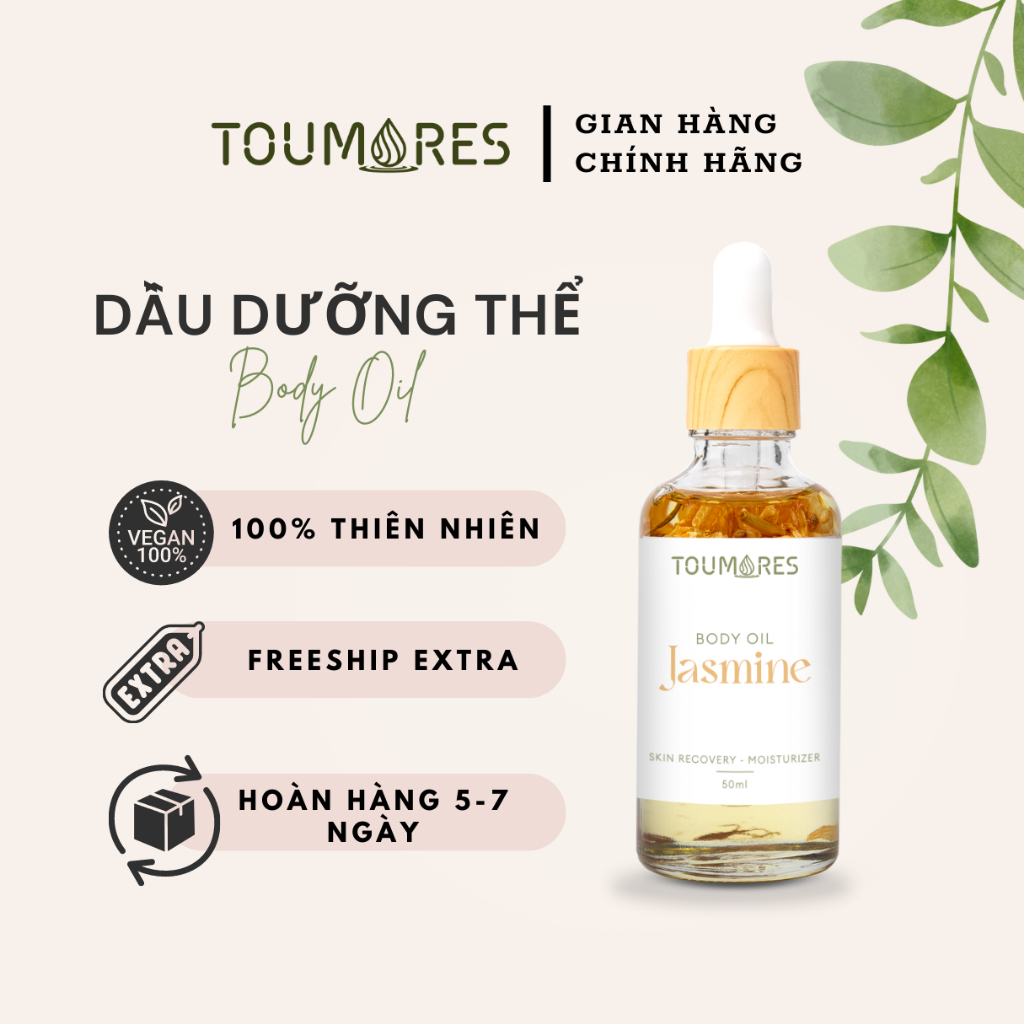 Dầu dưỡng body cấp ẩm Toumores cho da ẩm mượt không nhờn rít, thấm nhanh, hương hoa lài nhẹ nhàng thư giãn