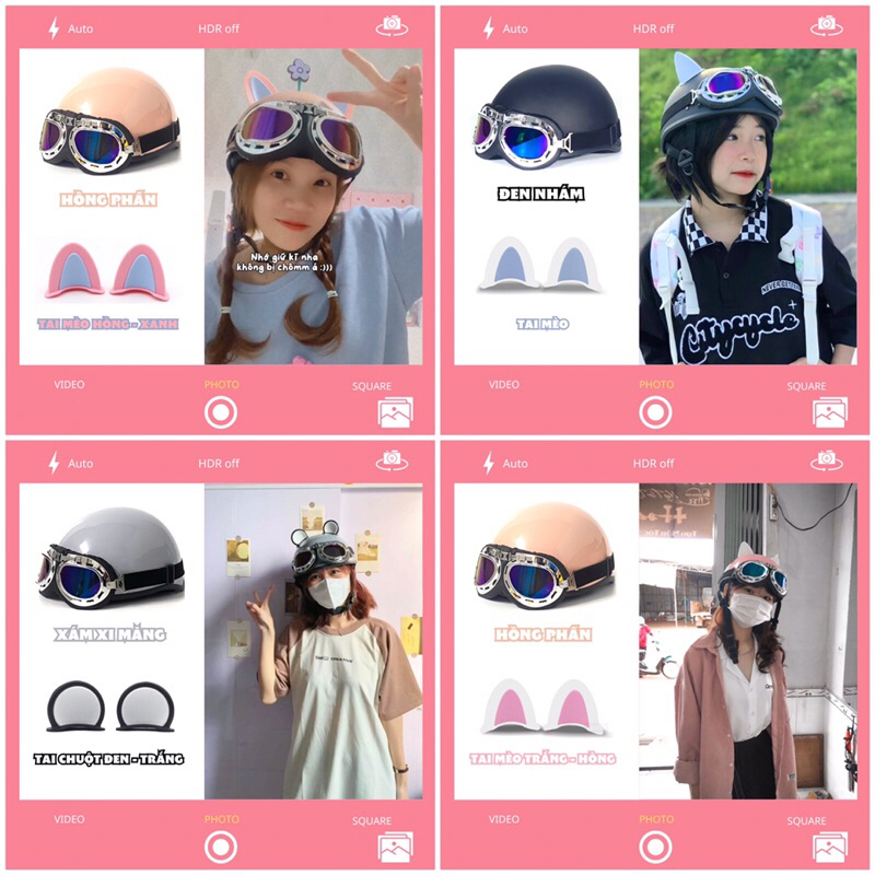 Mũ bảo hiểm nửa đầu kính phi công chính hãng Trâu Vàng VN nhiều màu trơn