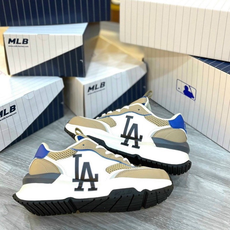 Giày MLB Chunky Runner LA nâu sữa, giày thể thao chạy bộ mlb, giày thể thao nam chunky full box