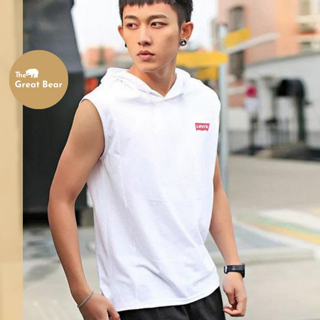 Áo thun cotton nam tanktop gym có nón - TG Bear