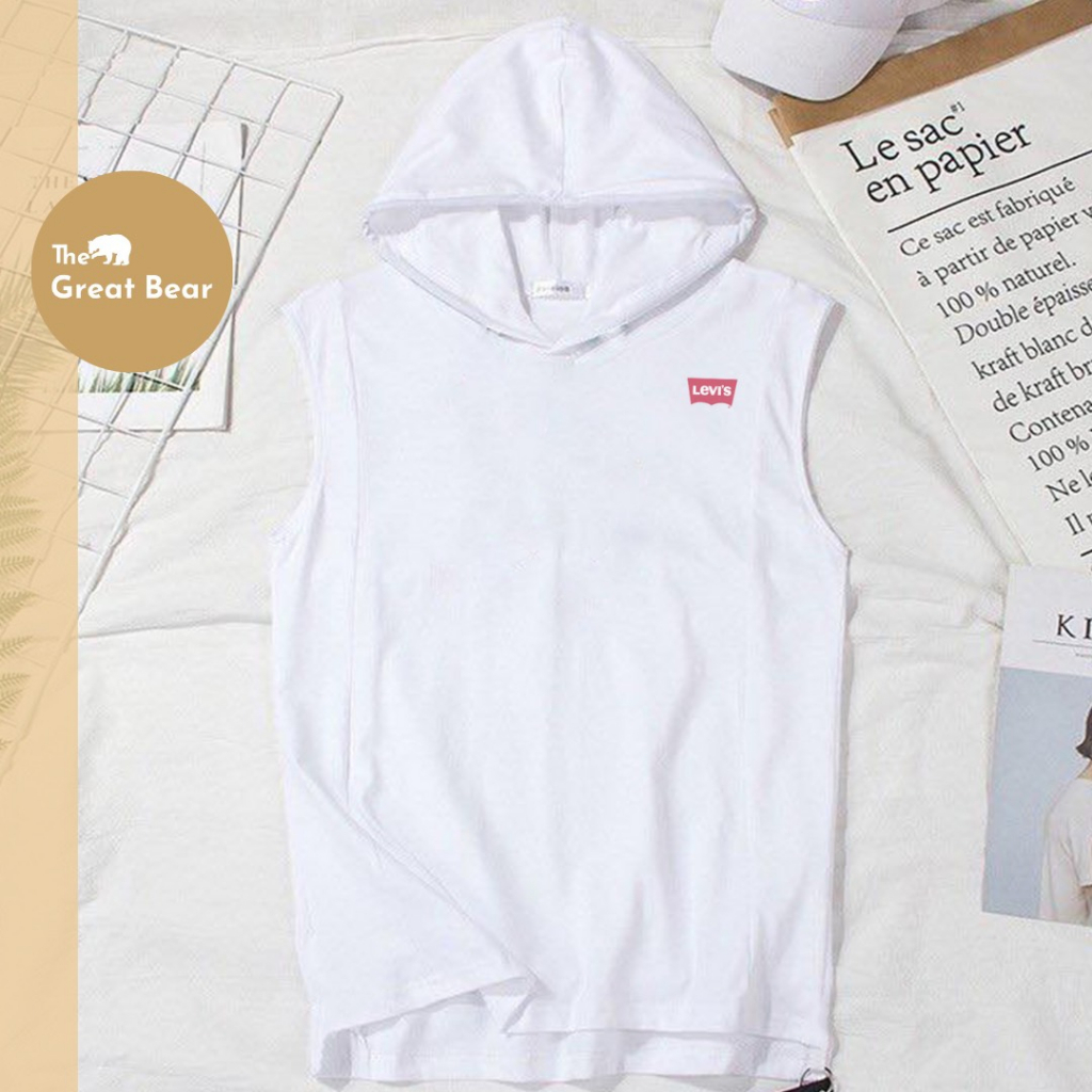 Áo thun cotton nam tanktop gym có nón - TG Bear
