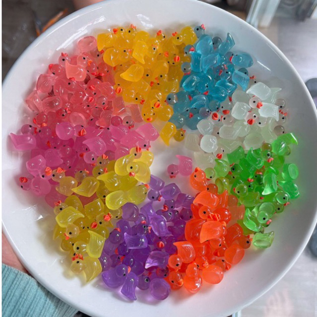 10 charm dạ quang phát sáng mô hình con vịt mini