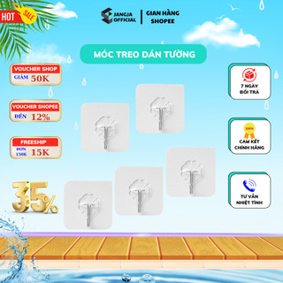 Móc dán tường trong suốt JANGJA Combo 10 móc dán tường siêu dính trên mọi bề mặt MDT01