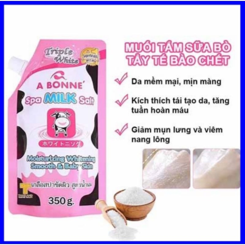 Muối tắm tẩy tế bào chết chiết xuất sữa bò Abonne Spa Milk Salt 350g