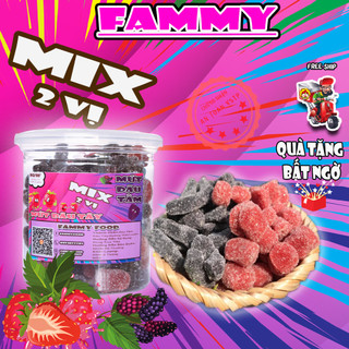 Kẹo dâu mix 2 vị 400g, mứt dâu mix 2 vị FAMMY loại 1, đồ ăn vặt Hà Nội thơm ngon bổ rẻ