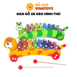 Đồ chơi cho bé đàn 8 thanh xe kéo hình thú phát triển tư duy cho bé Đồ chơi thông minh VINATOYS