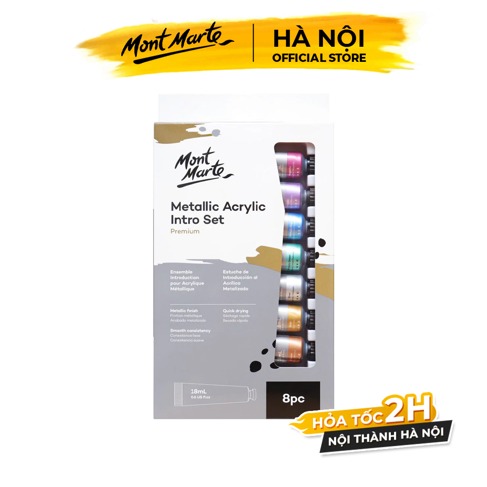 Màu Acrylic Nhũ Metalic Acrylic Mont Marte PMMT8181 - 18ml 8 Màu
