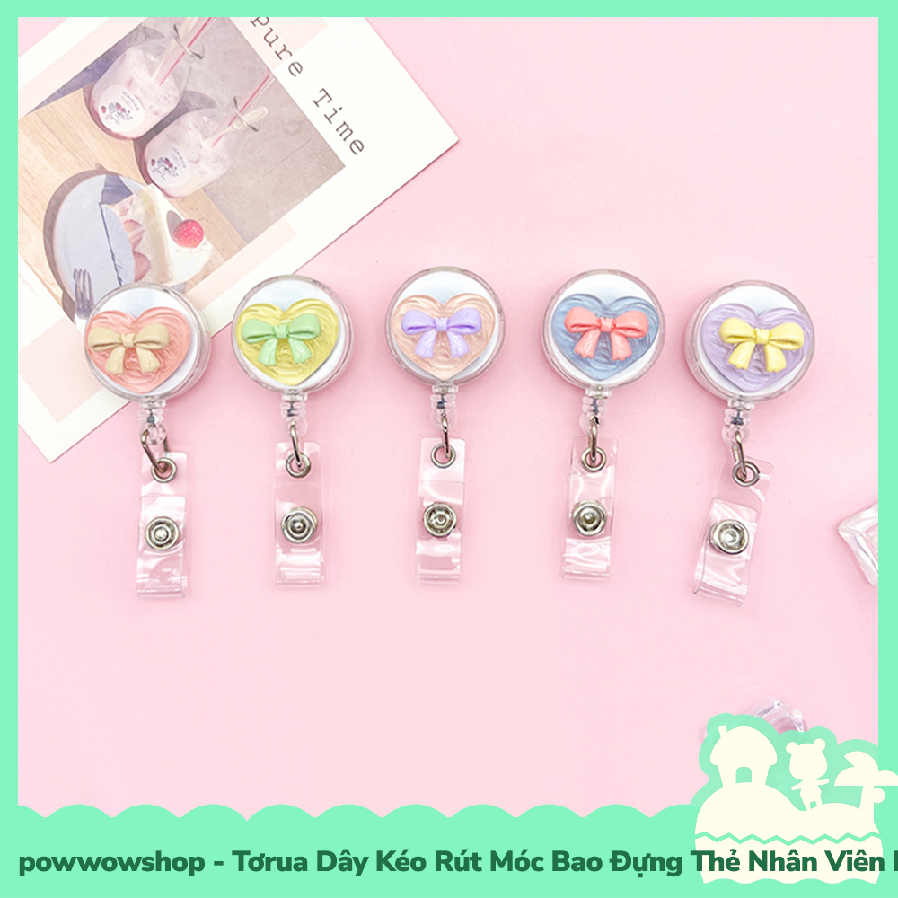 [Sẵn VN - Hỏa Tốc] Tơrua Dây Kéo Rút 60cm Móc Bao Đựng Thẻ Nhân Viên Phong Cách Hình Nơ Ribbon