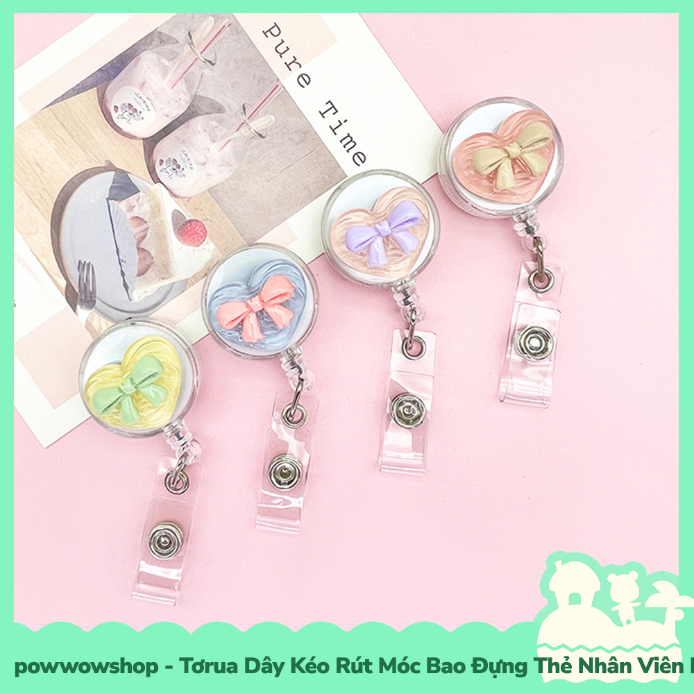 [Sẵn VN - Hỏa Tốc] Tơrua Dây Kéo Rút 60cm Móc Bao Đựng Thẻ Nhân Viên Phong Cách Hình Nơ Ribbon