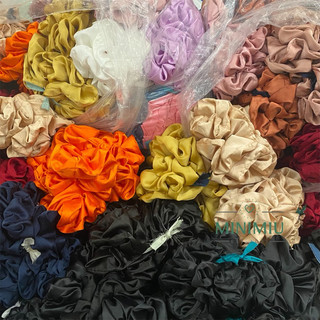 (Sỉ 10 sợi) Dây cột tóc vải siêu rẻ, Đồ buộc tóc Scrunchie trơn, nhiều màu vải phi bóng lụa satin