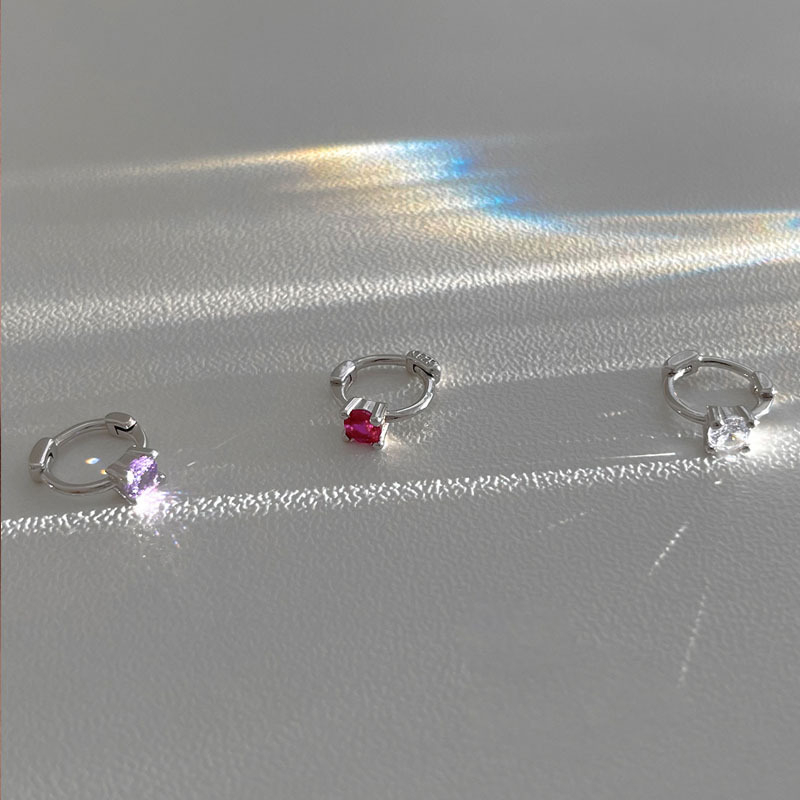 Khuyên tai bạc nữ hình tròn đá mini 3 màu,mẫu mới hot frend siêu đẹp