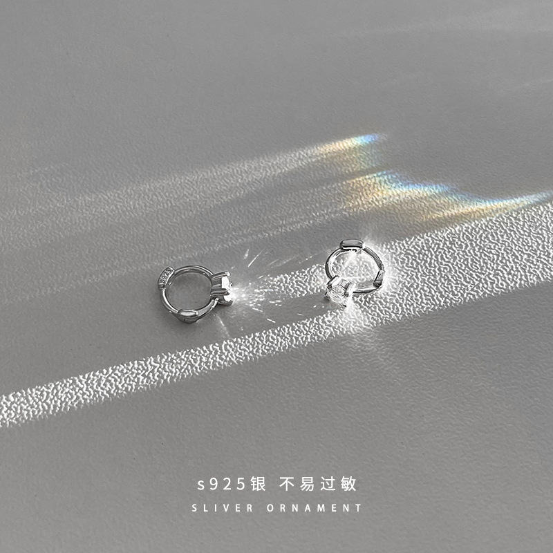 Khuyên tai bạc nữ hình tròn đá mini 3 màu,mẫu mới hot frend siêu đẹp