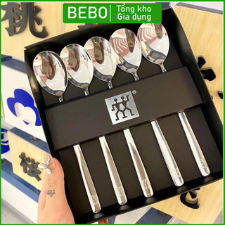 Set 5 thìa inox 304 của Đức, thìa cán dài cán dài cao cấp