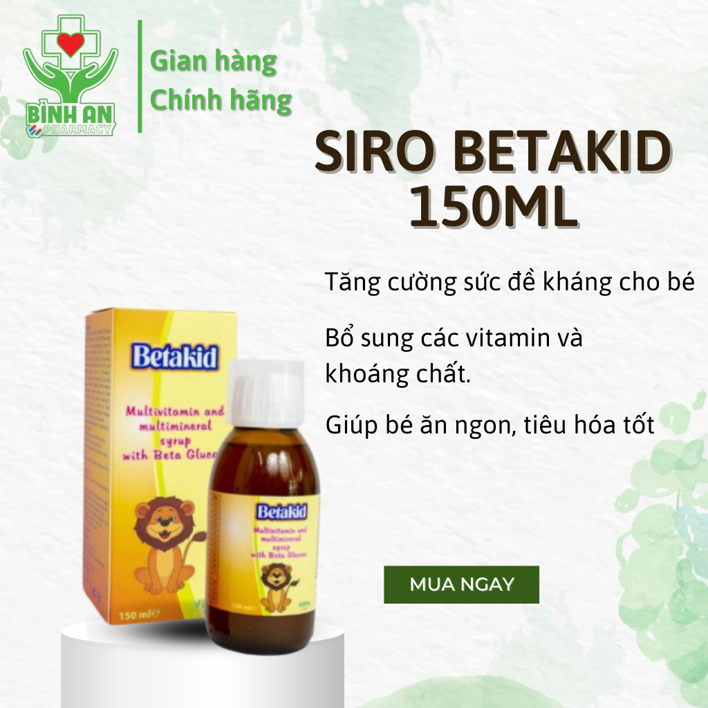 Siro Betakid - Tăng cường đề kháng, bổ sung vitamin - chai 150ml - NT Bình An