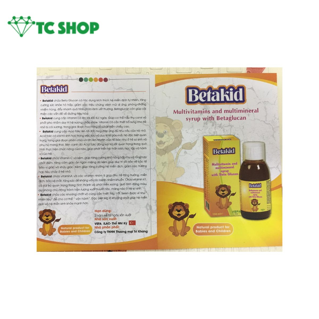 Siro Betakid - Tăng cường đề kháng, bổ sung vitamin - chai 150ml - NT Bình An