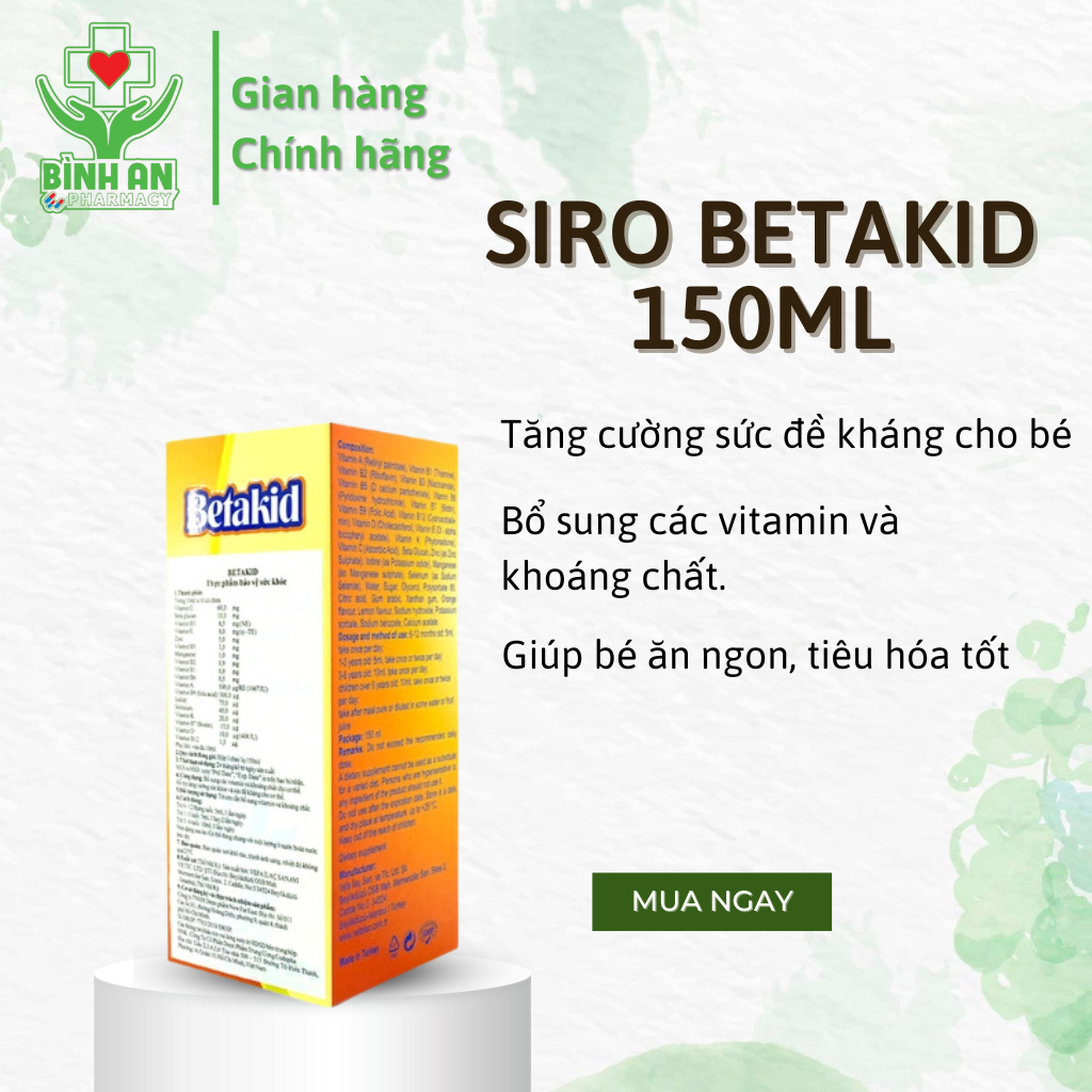 Siro Betakid - Tăng cường đề kháng, bổ sung vitamin - chai 150ml - NT Bình An