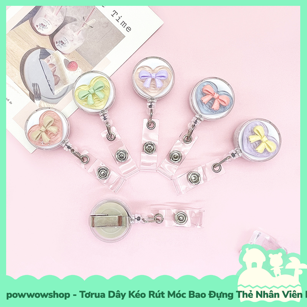 [Sẵn VN - Hỏa Tốc] Tơrua Dây Kéo Rút 60cm Móc Bao Đựng Thẻ Nhân Viên Phong Cách Hình Nơ Ribbon