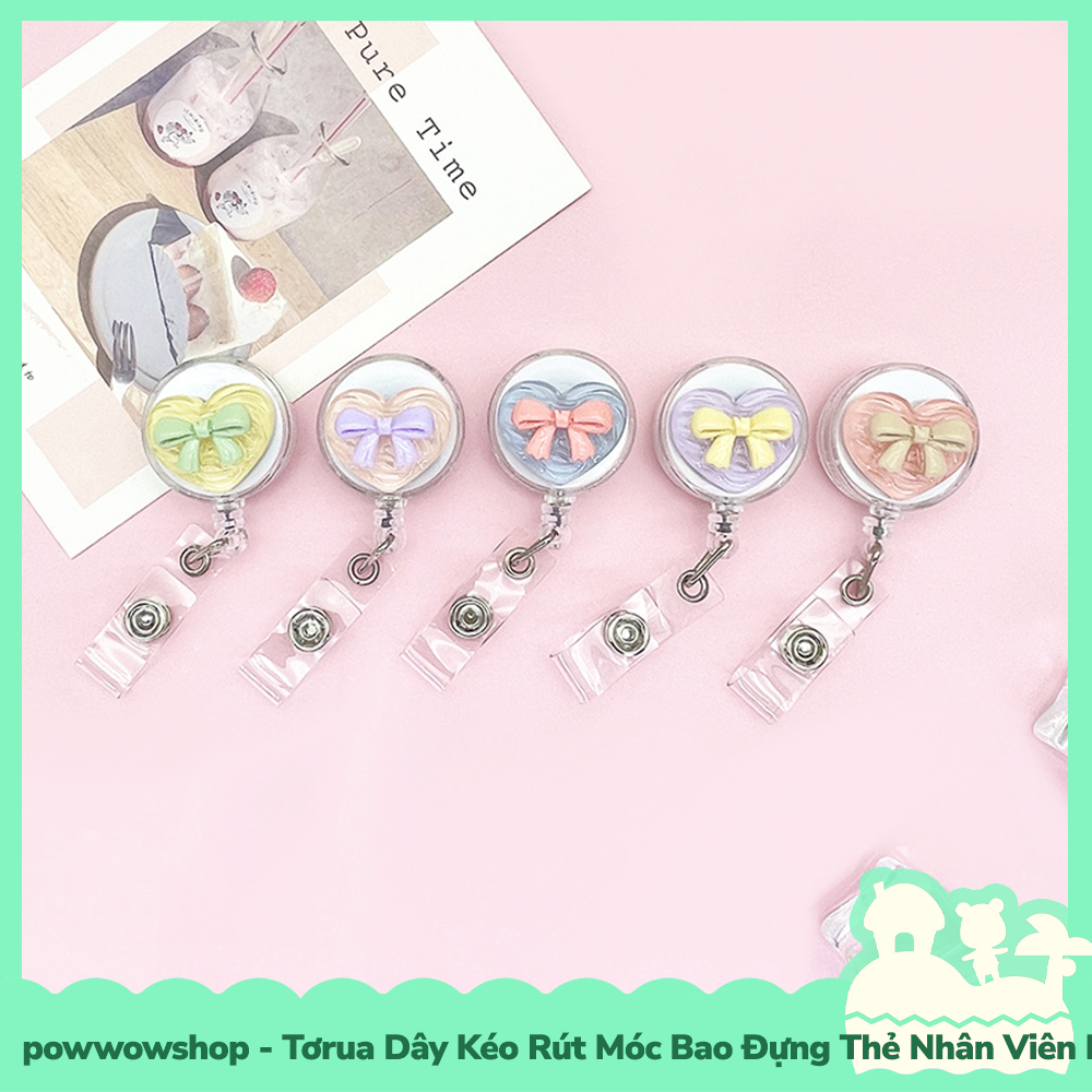 [Sẵn VN - Hỏa Tốc] Tơrua Dây Kéo Rút 60cm Móc Bao Đựng Thẻ Nhân Viên Phong Cách Hình Nơ Ribbon