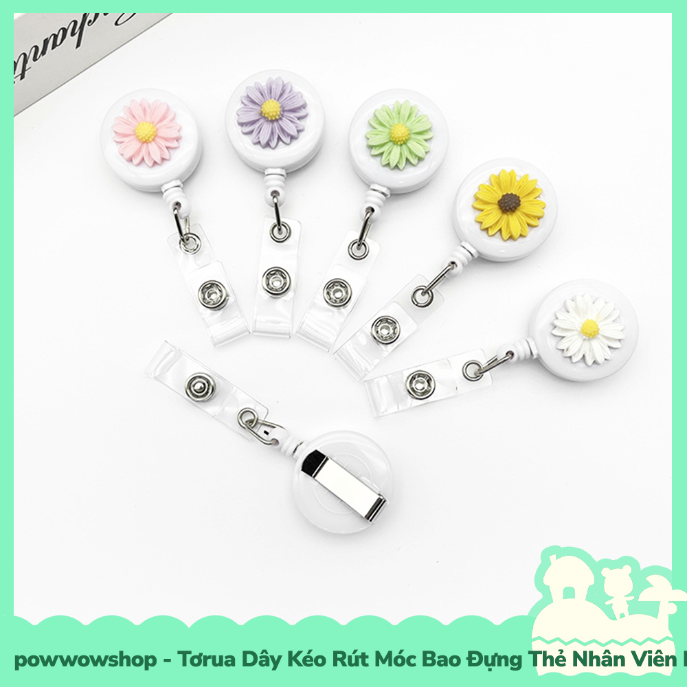[Sẵn VN - Hỏa Tốc] Tơrua Dây Kéo Rút 60cm Móc Bao Đựng Thẻ Nhân Viên Phong Cách Hình Hoa Cúc Peaceminusone