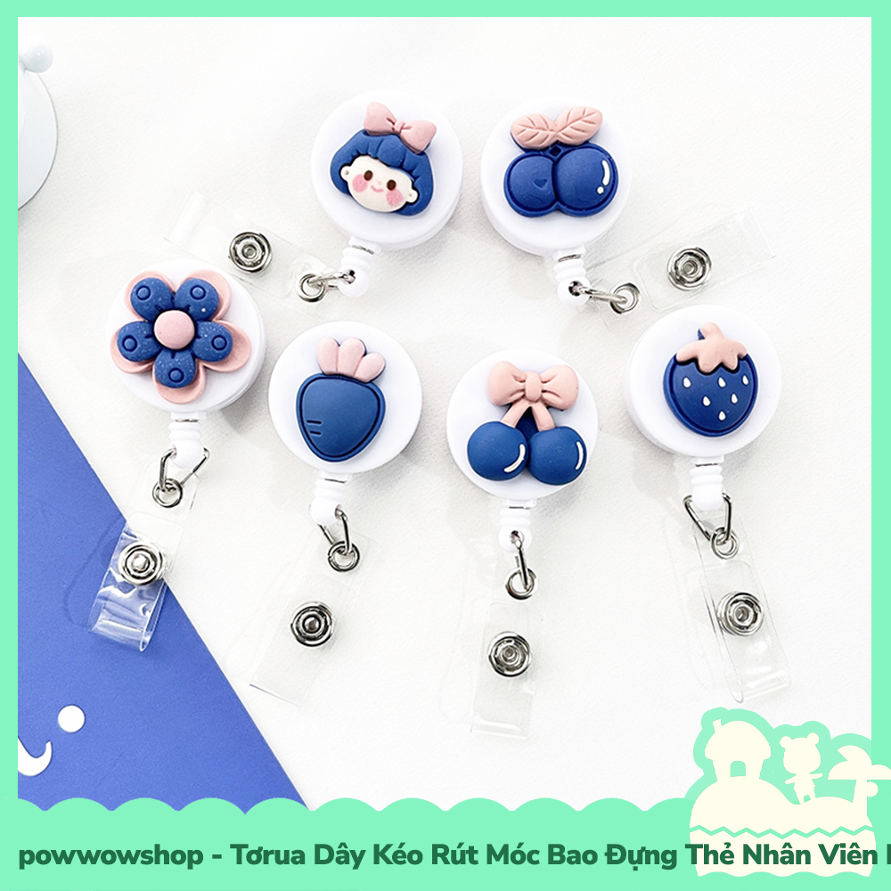 [Sẵn VN - Hỏa Tốc] Tơrua Dây Kéo Rút 60cm Móc Bao Đựng Thẻ Nhân Viên Phong Cách Life Items Blue Đáng Yêu