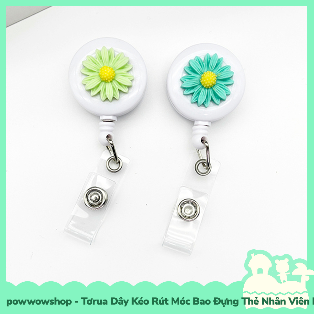 [Sẵn VN - Hỏa Tốc] Tơrua Dây Kéo Rút 60cm Móc Bao Đựng Thẻ Nhân Viên Phong Cách Hình Hoa Cúc Peaceminusone