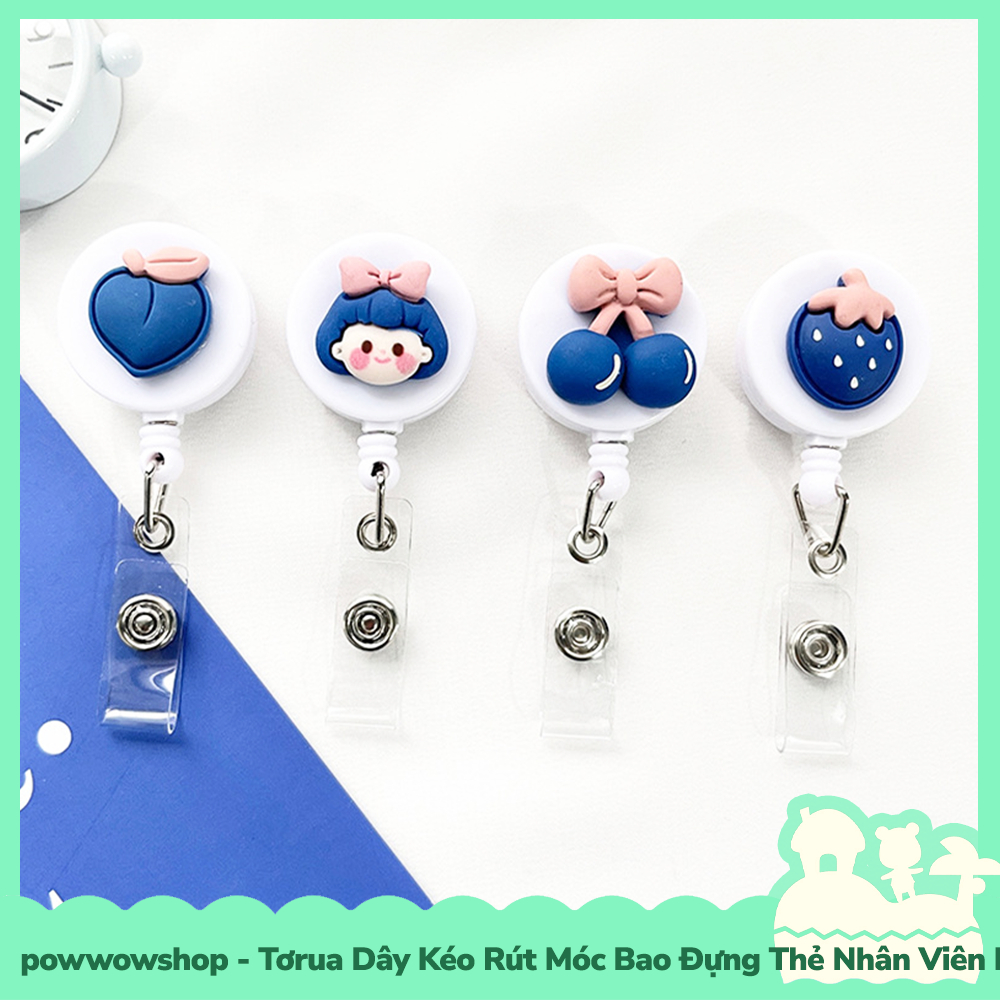 [Sẵn VN - Hỏa Tốc] Tơrua Dây Kéo Rút 60cm Móc Bao Đựng Thẻ Nhân Viên Phong Cách Life Items Blue Đáng Yêu