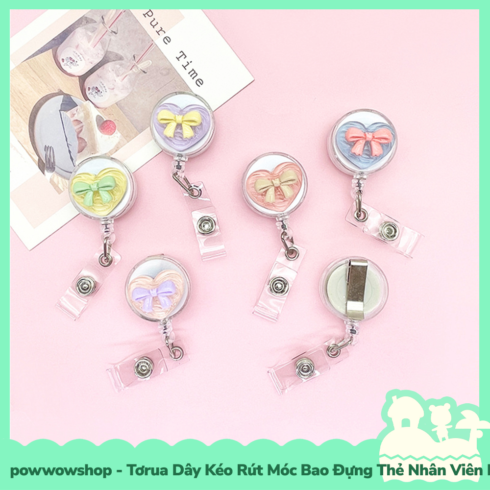 [Sẵn VN - Hỏa Tốc] Tơrua Dây Kéo Rút 60cm Móc Bao Đựng Thẻ Nhân Viên Phong Cách Hình Nơ Ribbon