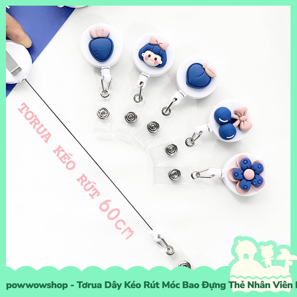 [Sẵn VN - Hỏa Tốc] Tơrua Dây Kéo Rút 60cm Móc Bao Đựng Thẻ Nhân Viên Phong Cách Life Items Blue Đáng Yêu
