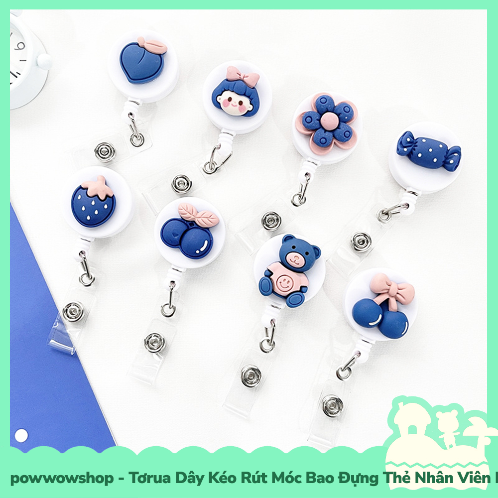 [Sẵn VN - Hỏa Tốc] Tơrua Dây Kéo Rút 60cm Móc Bao Đựng Thẻ Nhân Viên Phong Cách Life Items Blue Đáng Yêu