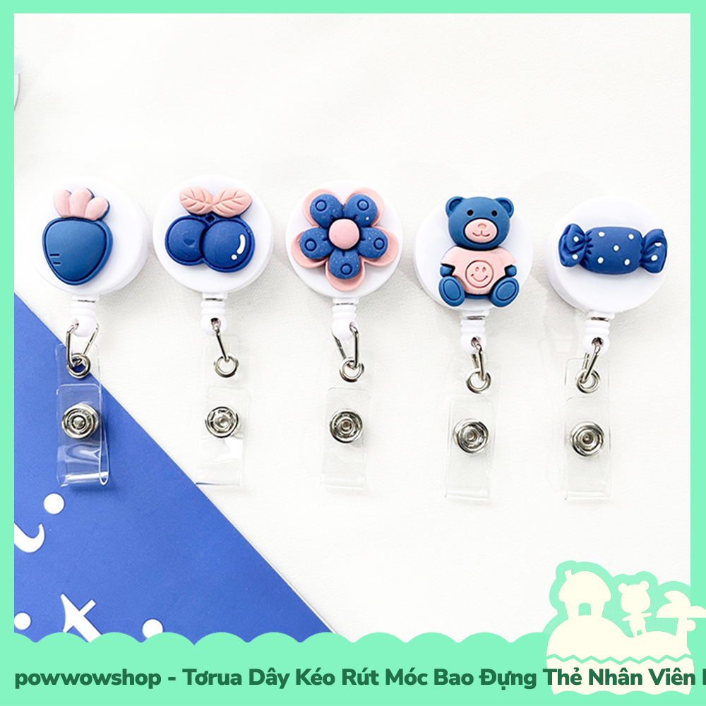 [Sẵn VN - Hỏa Tốc] Tơrua Dây Kéo Rút 60cm Móc Bao Đựng Thẻ Nhân Viên Phong Cách Life Items Blue Đáng Yêu
