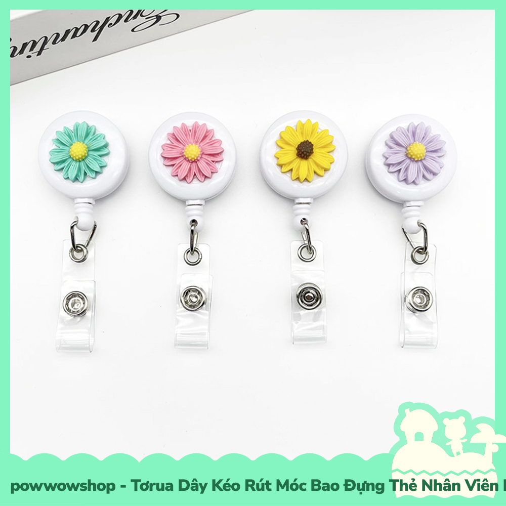 [Sẵn VN - Hỏa Tốc] Tơrua Dây Kéo Rút 60cm Móc Bao Đựng Thẻ Nhân Viên Phong Cách Hình Hoa Cúc Peaceminusone