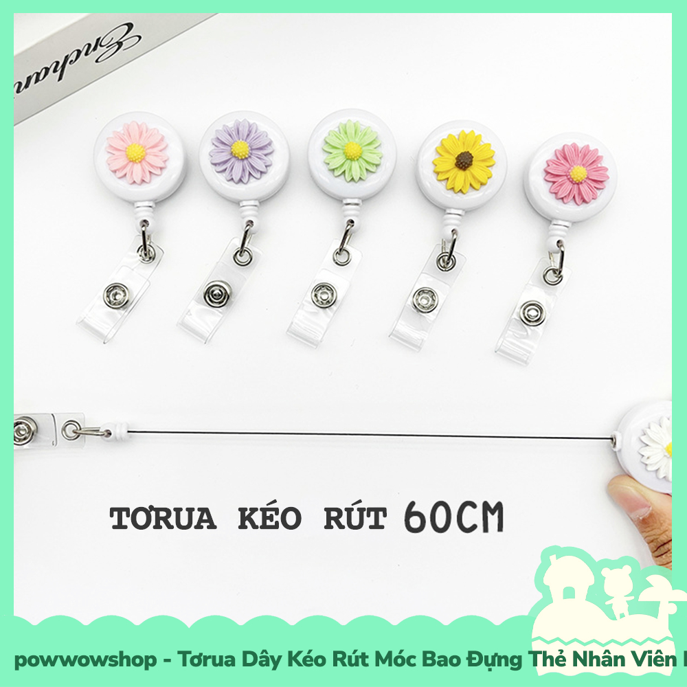 [Sẵn VN - Hỏa Tốc] Tơrua Dây Kéo Rút 60cm Móc Bao Đựng Thẻ Nhân Viên Phong Cách Hình Hoa Cúc Peaceminusone