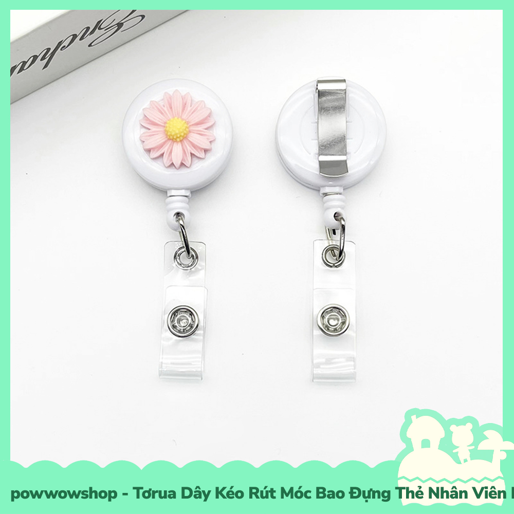 [Sẵn VN - Hỏa Tốc] Tơrua Dây Kéo Rút 60cm Móc Bao Đựng Thẻ Nhân Viên Phong Cách Hình Hoa Cúc Peaceminusone