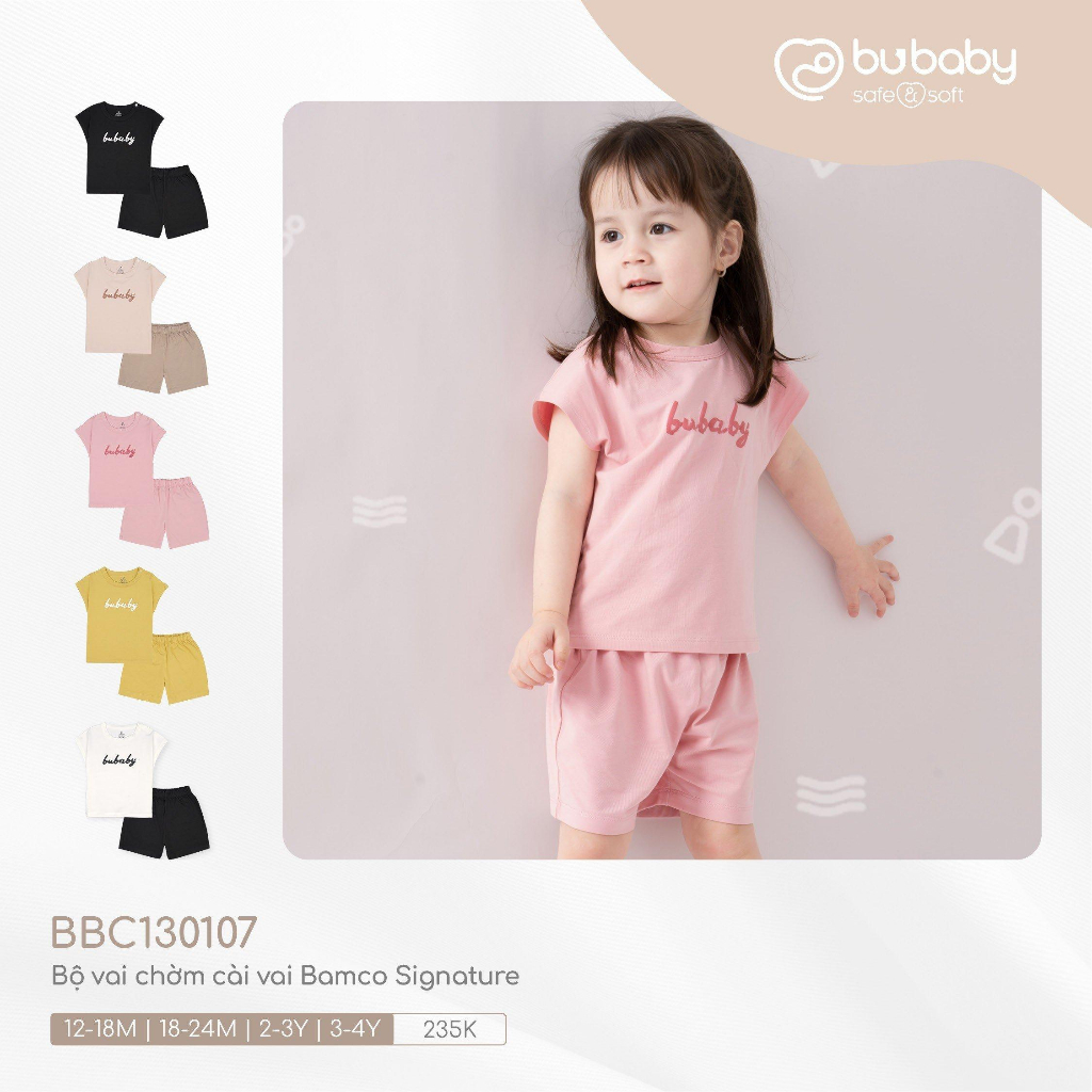 BUBABY Bộ vai chờm cài vai Signature quần + áo
