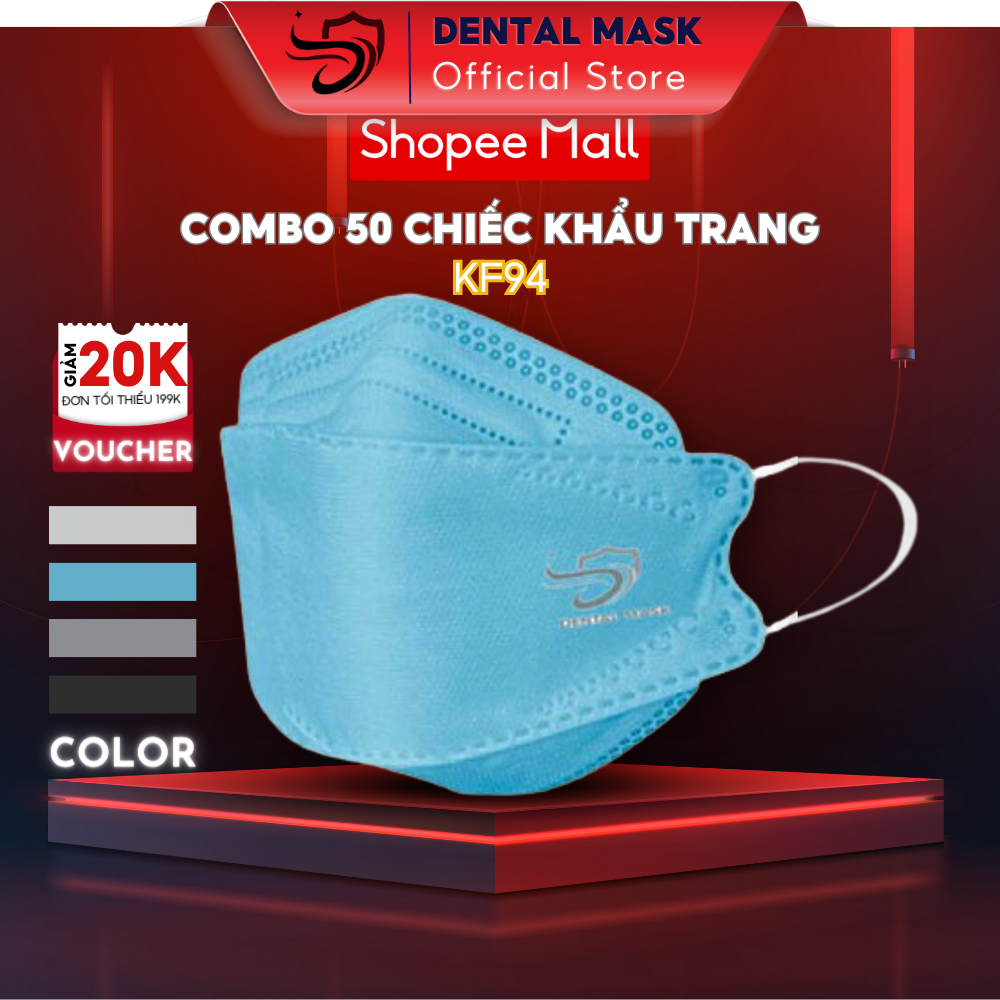 Combo 50 Chiếc KF94 Hàn Quốc Dental Mask 4 Lớp Giấy Kháng Khuẩn Chống Bụi Và Vi Khuẩn
