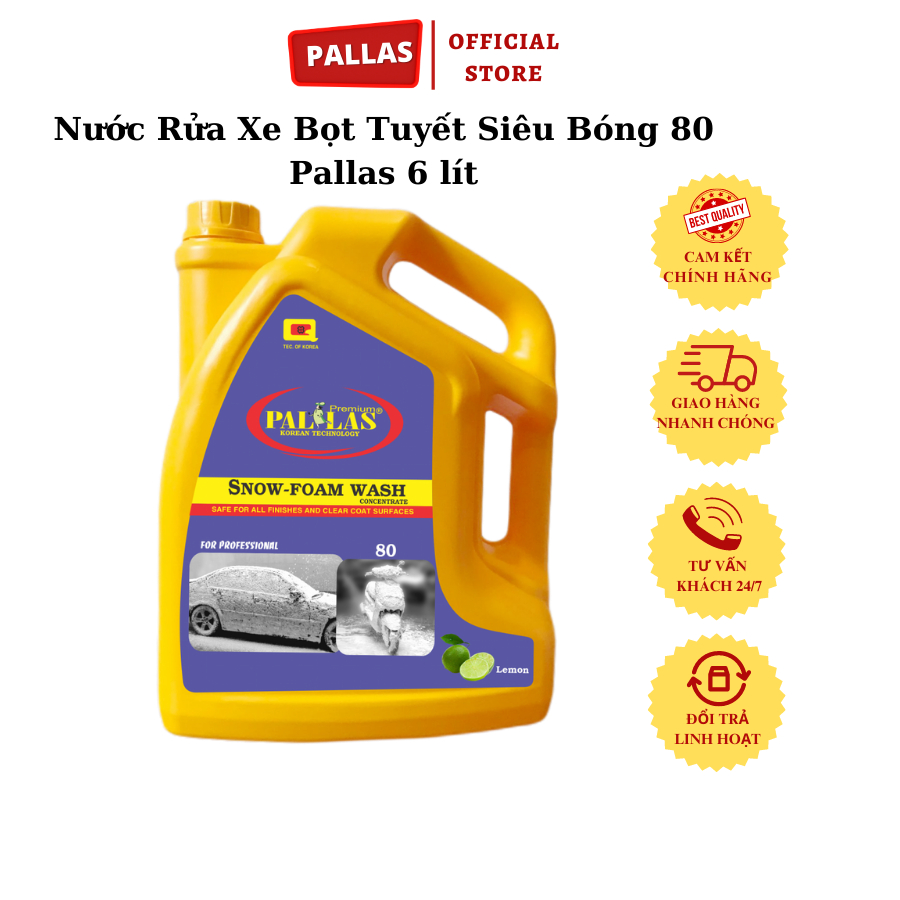 Nước Rửa Xe Bọt Tuyết Siêu Bóng 80 Pallas 6 lít ( 1L pha với 80L nước thường ) - Pallas shop chính hãng