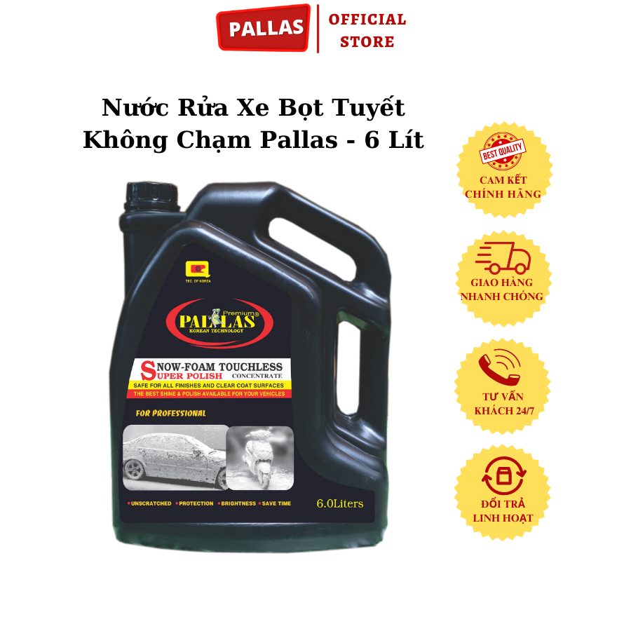 Nước Rửa Xe Bọt Tuyết Không Chạm Pallas 6 lít ( 1L pha với 100L nước thường ) - Pallas shop chính hãng